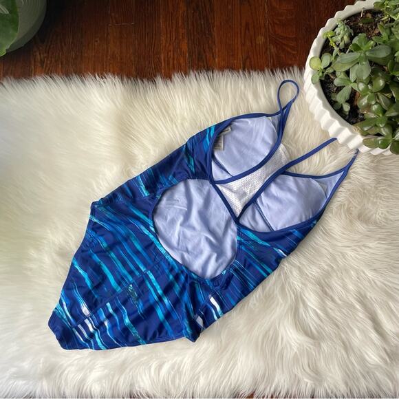 Champion C9 One Piece Swimsuit Blue & White NWOT Racerback - Picture 3 of 6